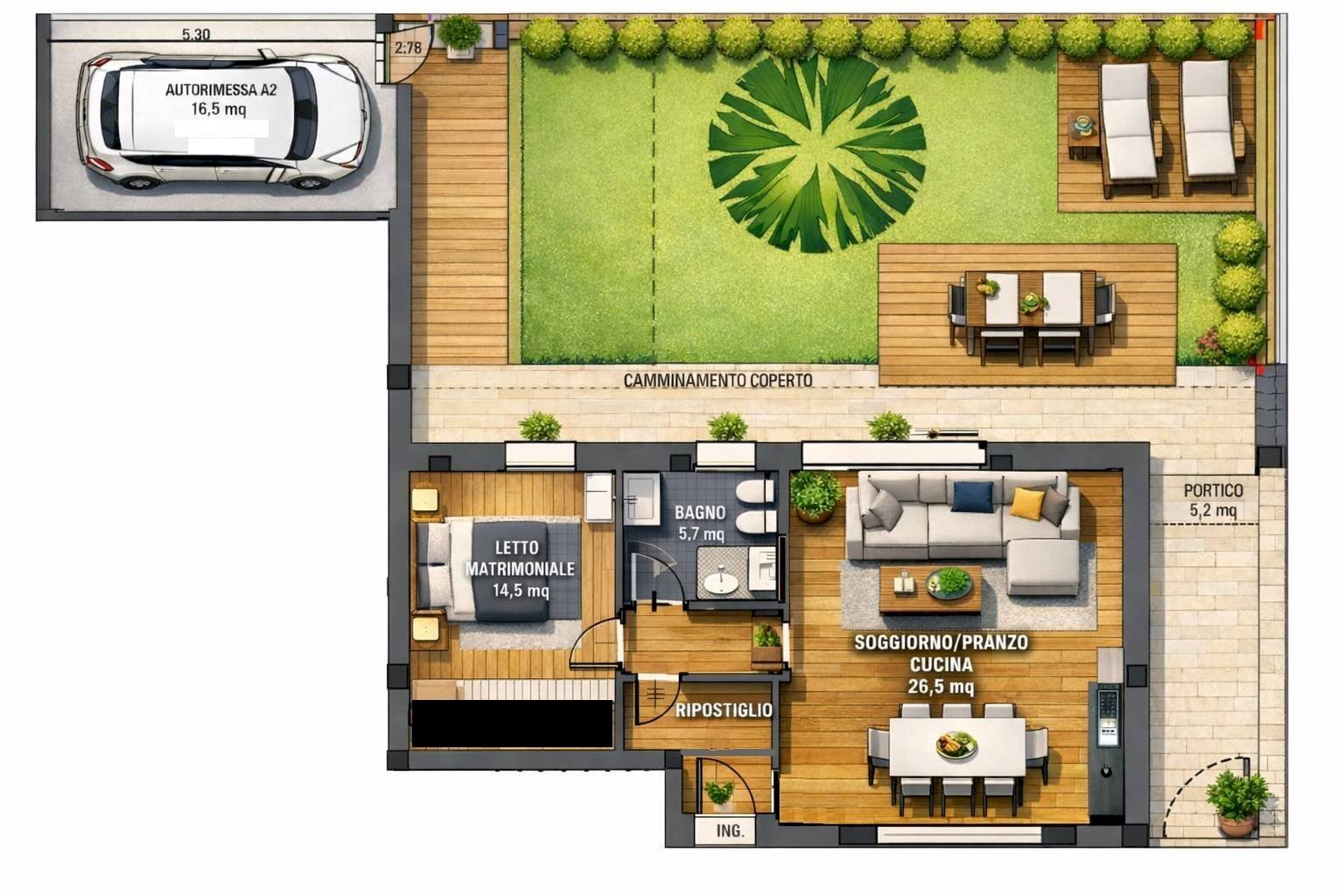 Foto 2 - Bilocale Via Saffi
 
80, Castelfranco Emilia - planimetria 1