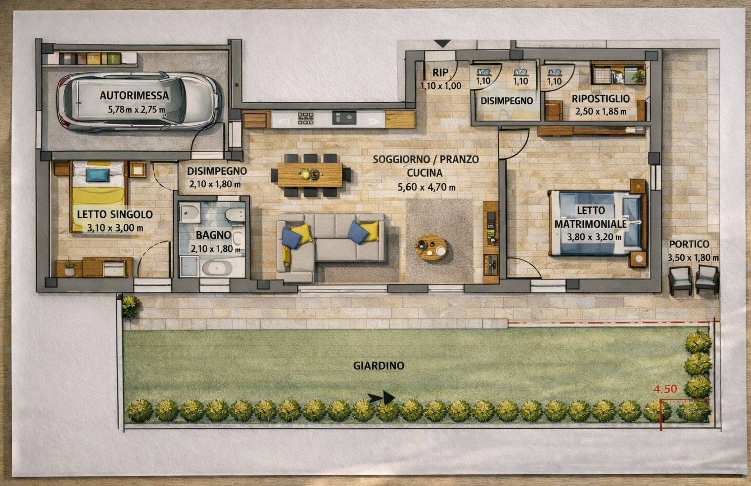 Foto 2 - Trilocale Via Saffi
 
80, Castelfranco Emilia - planimetria 1