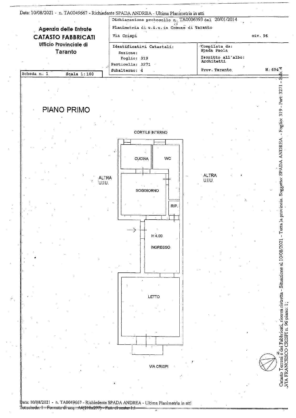 Foto 18 - Four-room apartment Via Crispi
 
96, Taranto - floor plans 1