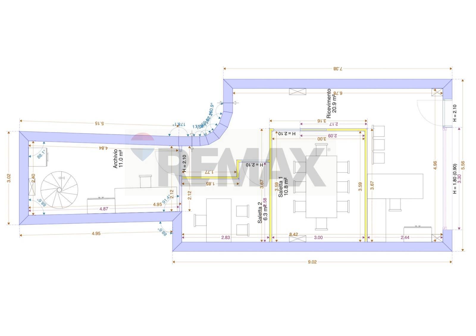 Pianta 2D - Ufficio viale Ranzoni
 
7, Milano - planimetria 1