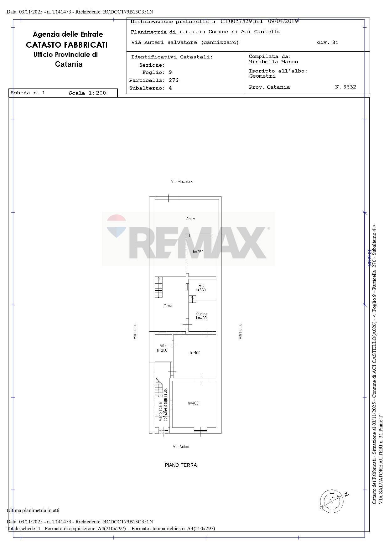Pianta 2D - Casa indipendente Via Francesco Macaluso
 
14, Aci Castello - planimetria 1