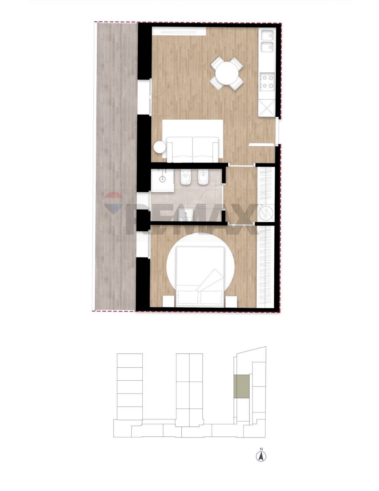 Pianta 2D - Bilocale VIA GAMBINI, Trieste - planimetria 1