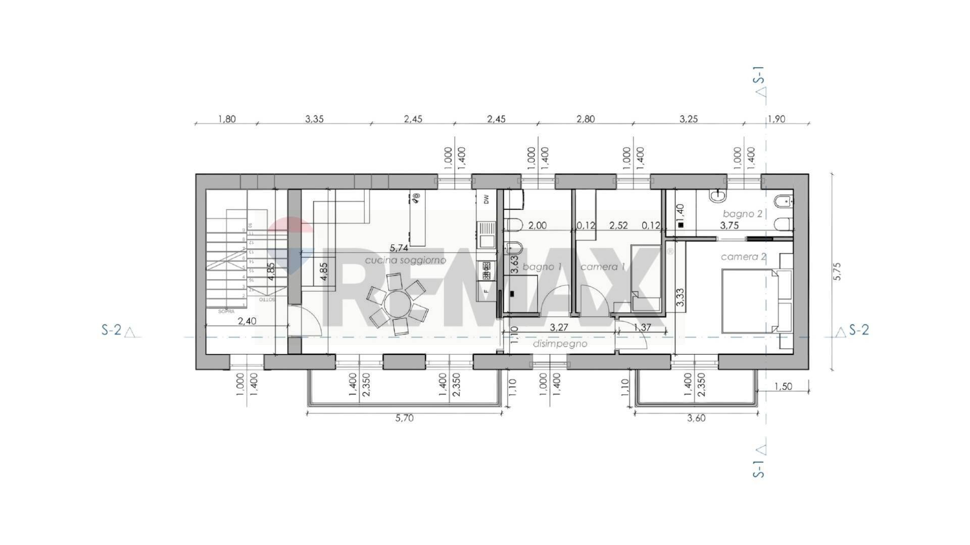 Pianta 2D - Trilocale Via Verdi
 
32, Samarate - planimetria 1