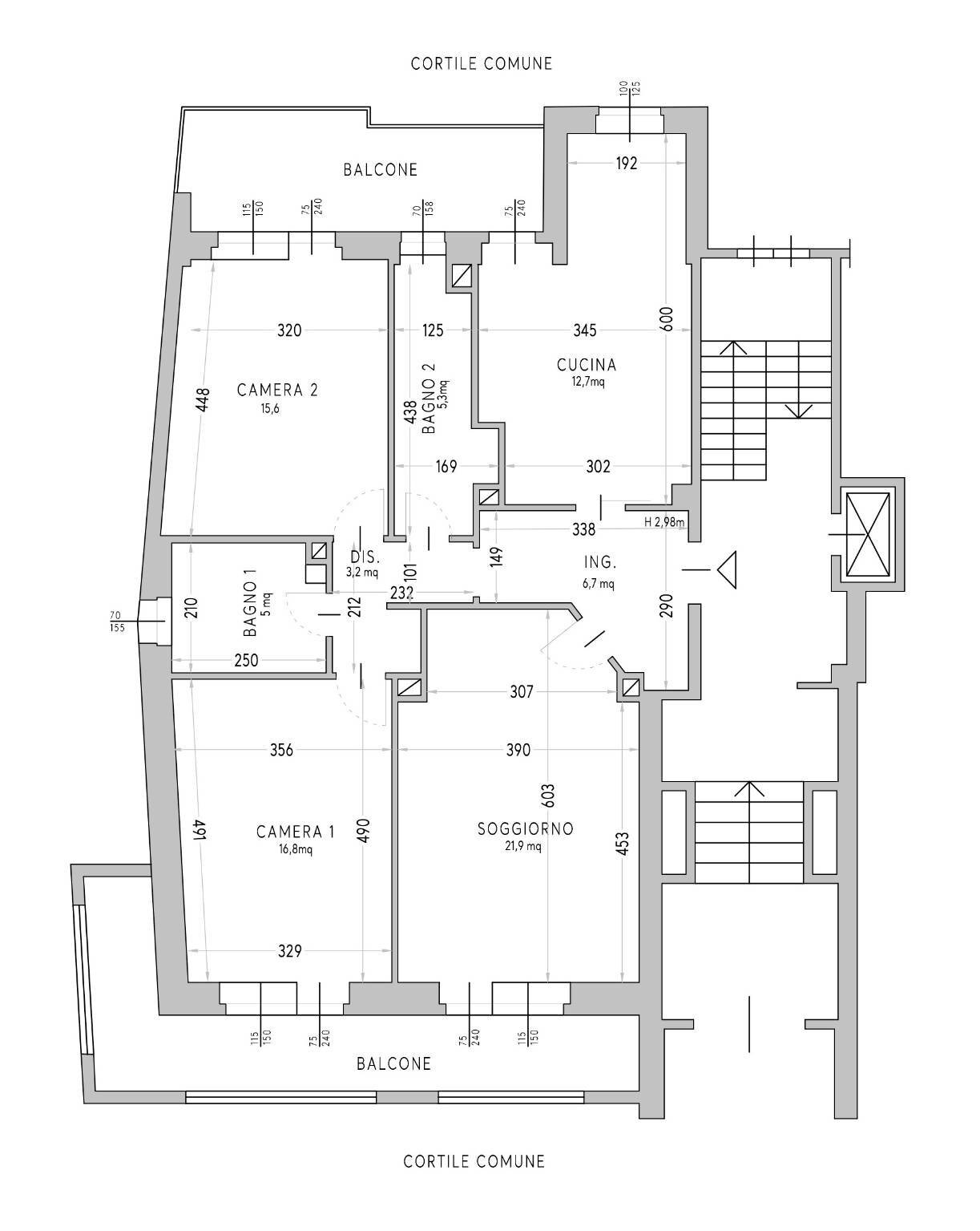 Four-room apartment via Giovanni Servais, 91, Torino (neighborhood Parella) - floor plans 1