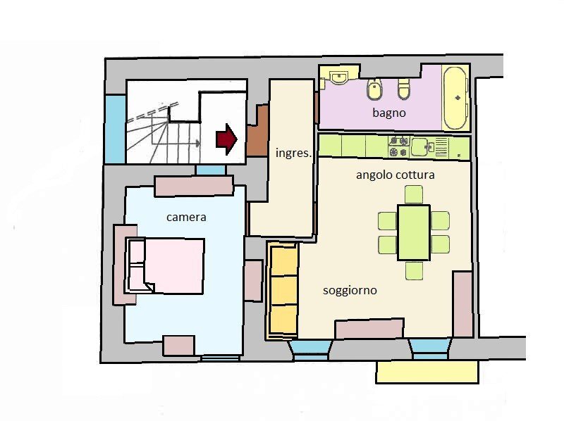 Two-room apartment strada Provinciale 73, 19, Olivetta San Michele - floor plans 1