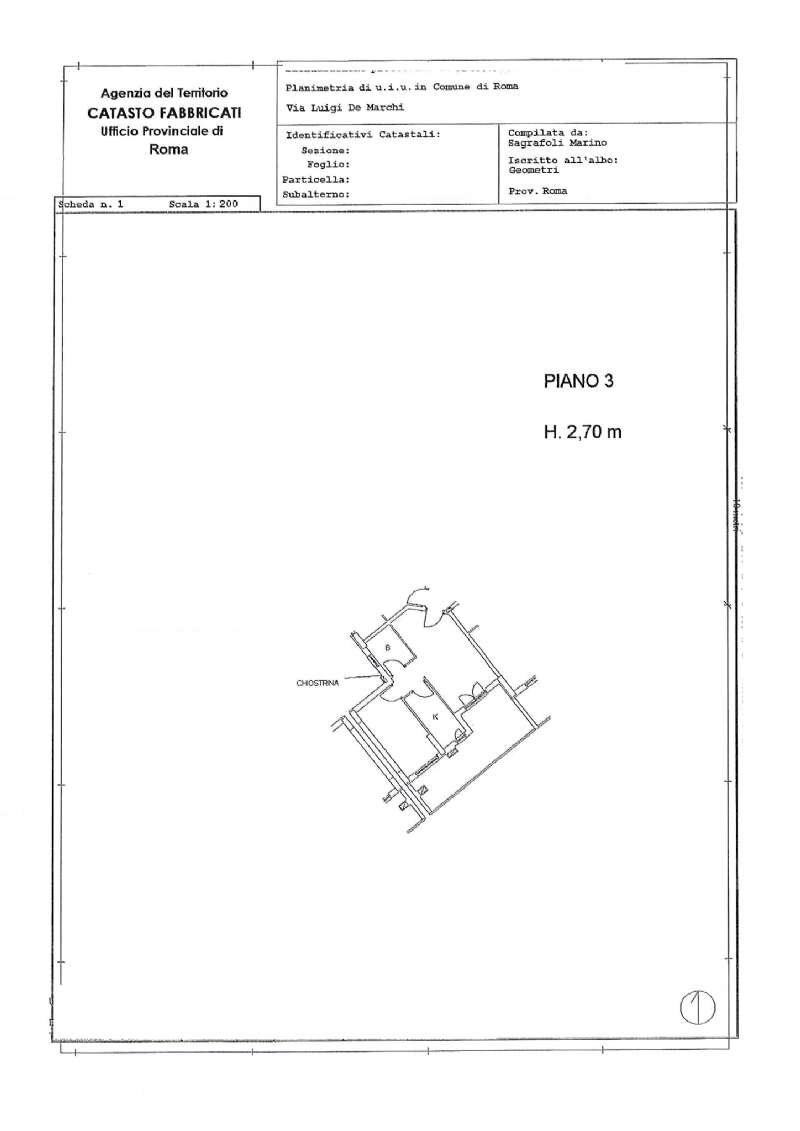 pln casa - Trilocale viale leonida tonelli, Roma - planimetria 1