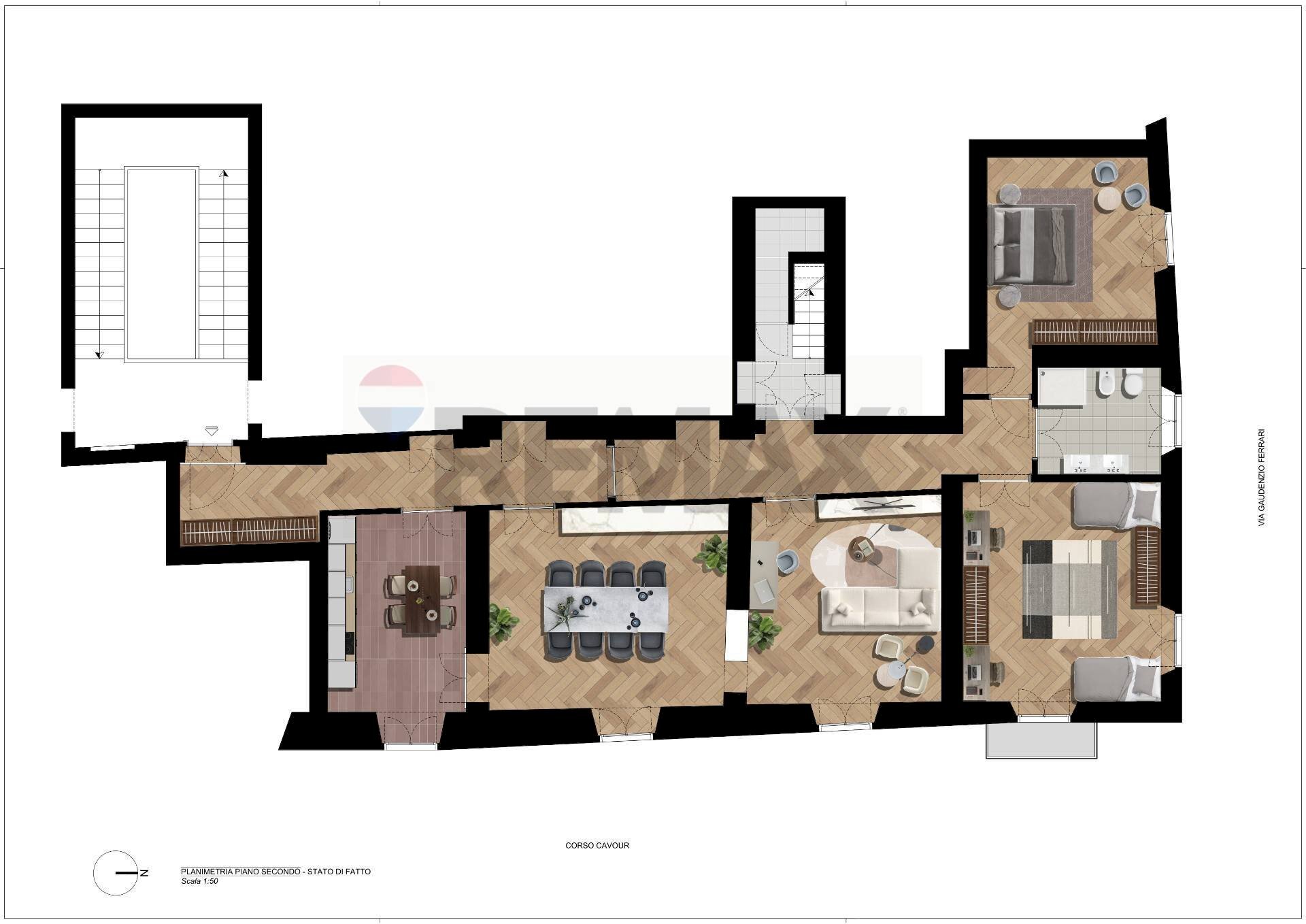 Pianta 2D - Appartamento Corso Cavour
 
17, Novara - planimetria 1