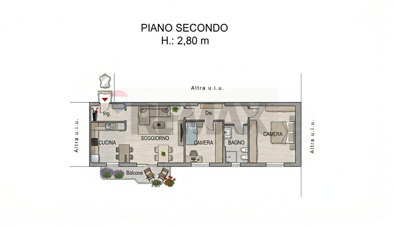 Pianta 2D - Trilocale via Fratelli de Grandi
10, Varese - foto 2