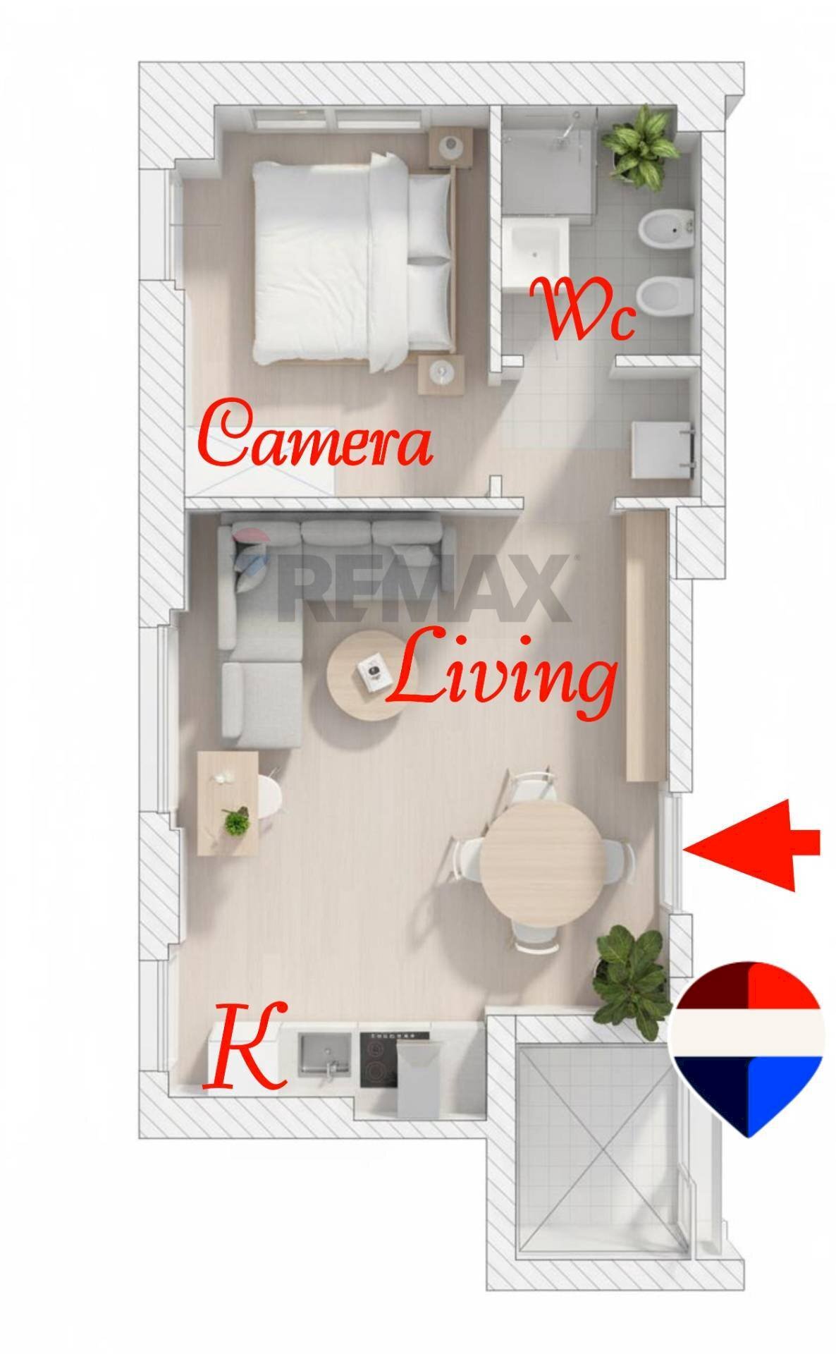 Pianta 3D - Bilocale Viale San Gimignano
 
9, Milano - planimetria 1