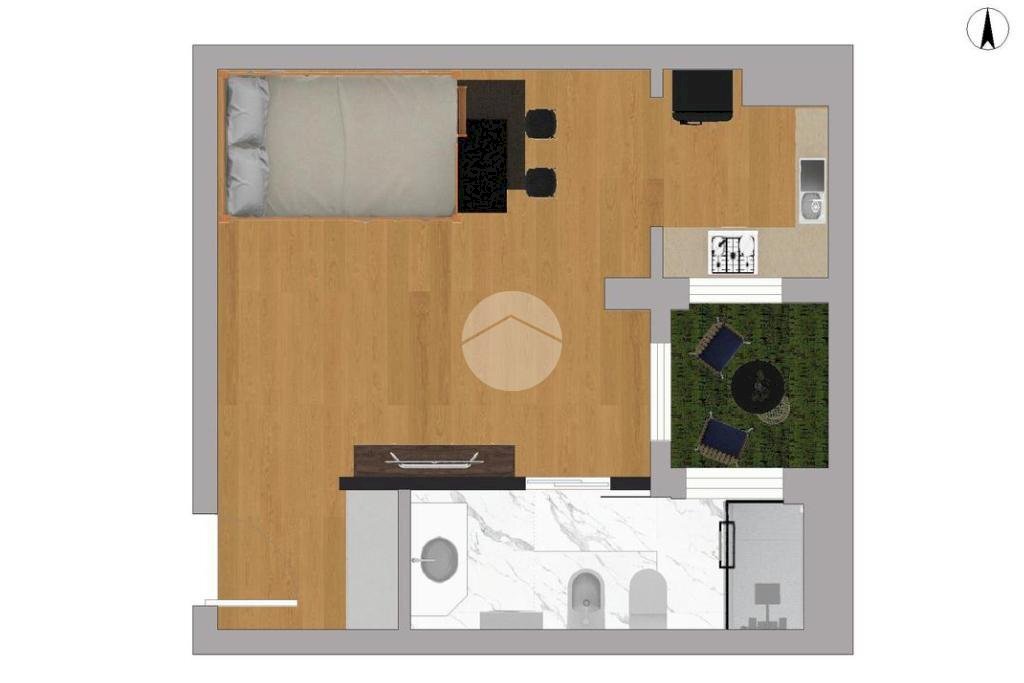 One-room apartment Via Trevi, Milano (neighborhood Dergano) - floor plans 1