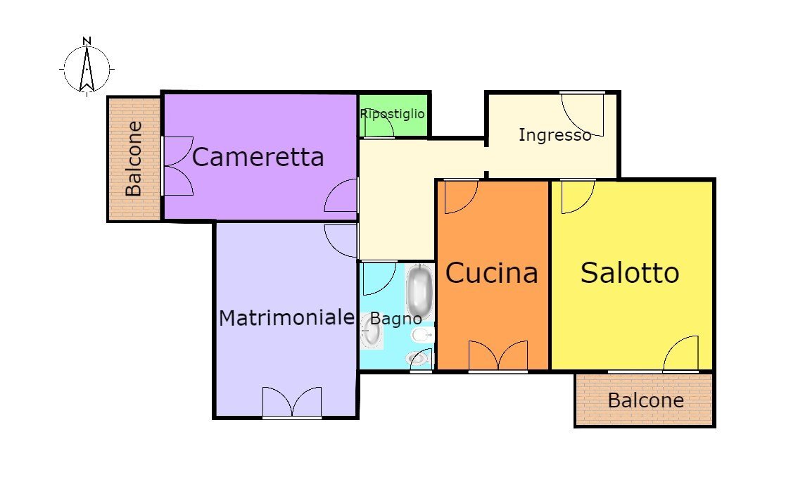 Trilocale viale Ammiraglio Giorgio des Geneys, 4, Genova (zona Quarto) - planimetria 1