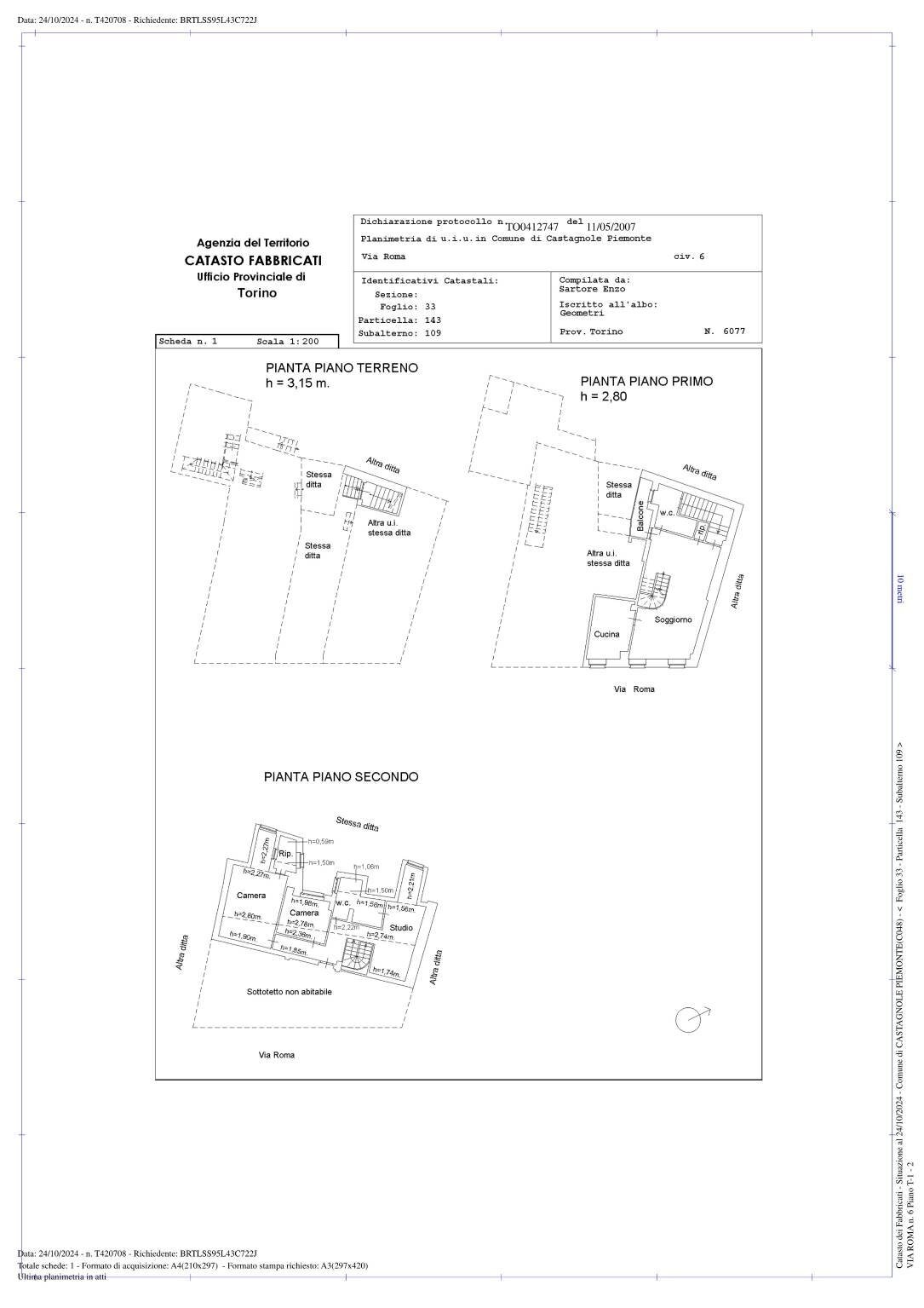 Appartamento via Roma, 6, Castagnole Piemonte - planimetria 1
