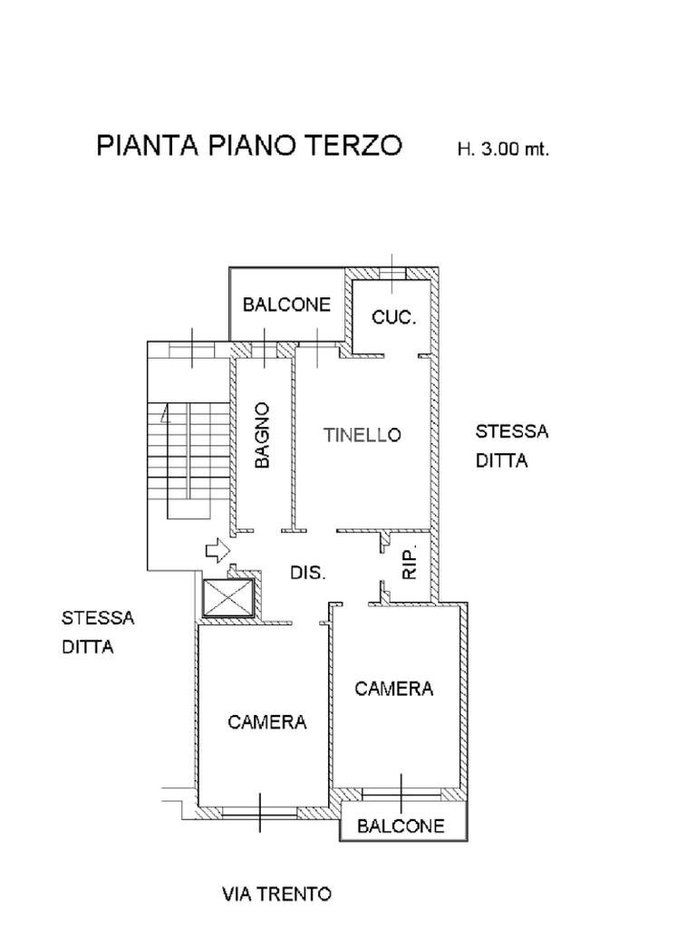 Trilocale Via Trento, Grugliasco - planimetria 1
