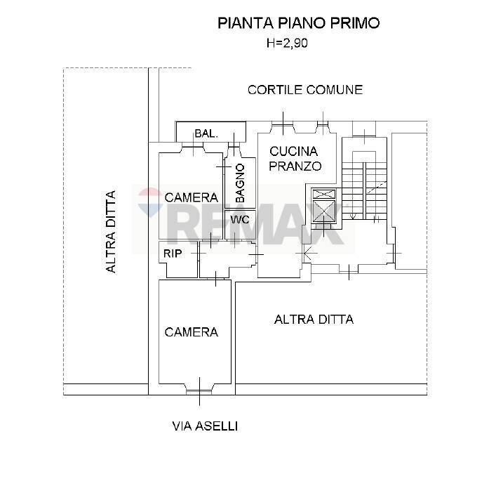 Pianta 2D - Three-room apartment via Aselli
 
30, Milano - floor plans 1