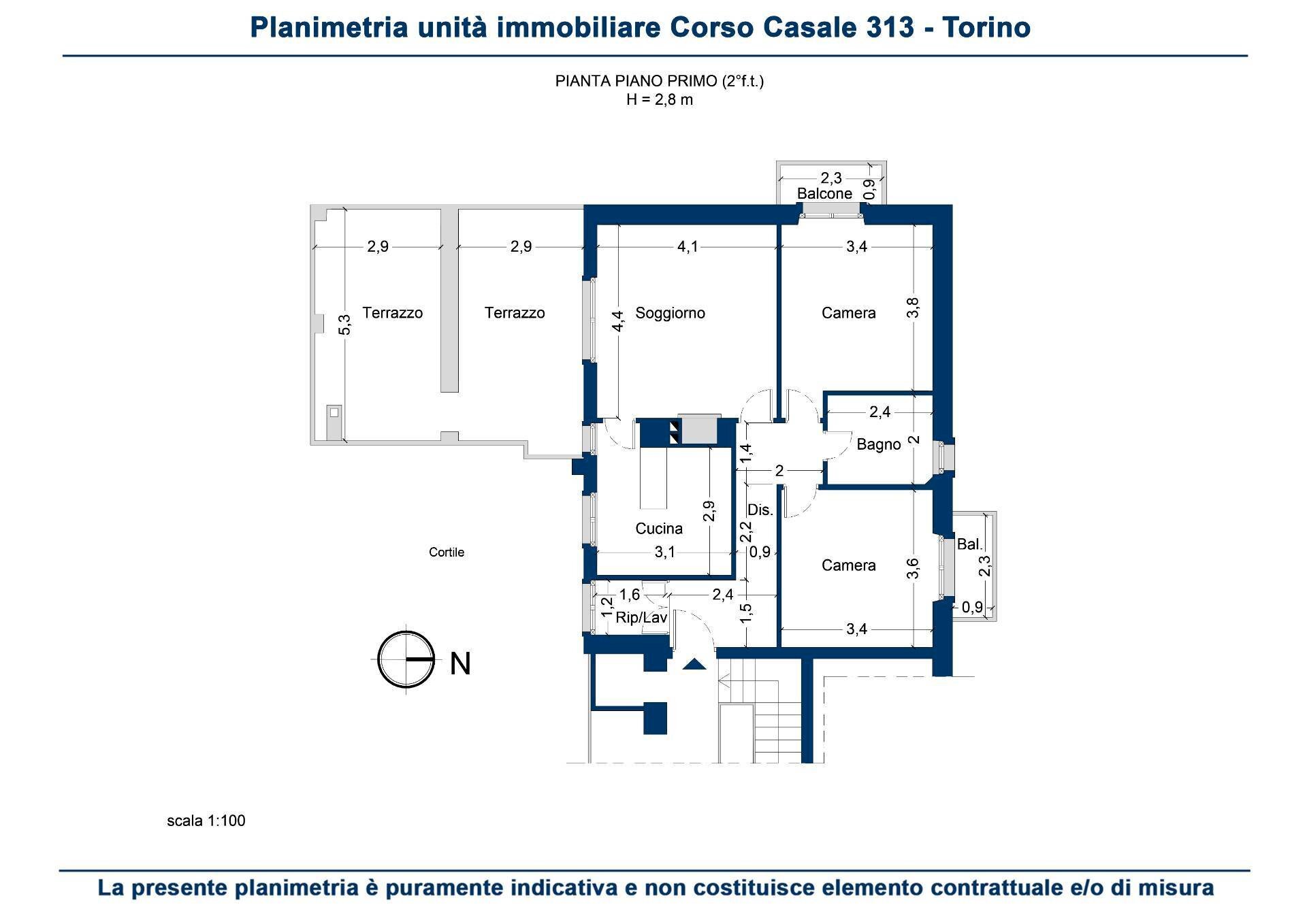 Foto 10 - Quadrilocale Corso Casale
 
313, Torino - planimetria 1