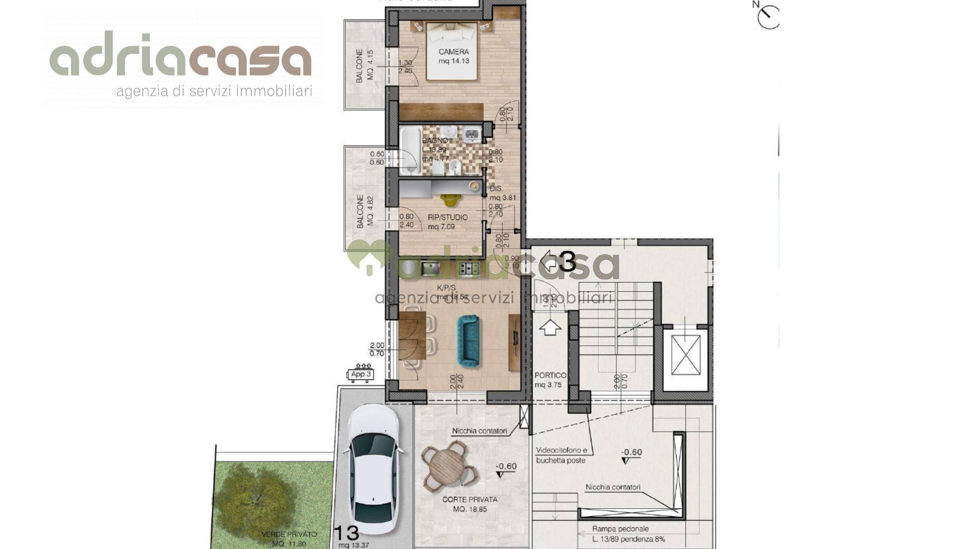 Foto 1 - Trilocale Viale Finale Ligure, Riccione - planimetria 1