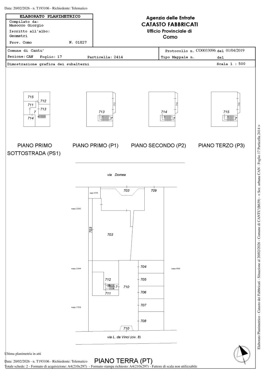 Three-room apartment via leonardo da vinci 40, Cantù - floor plans 1