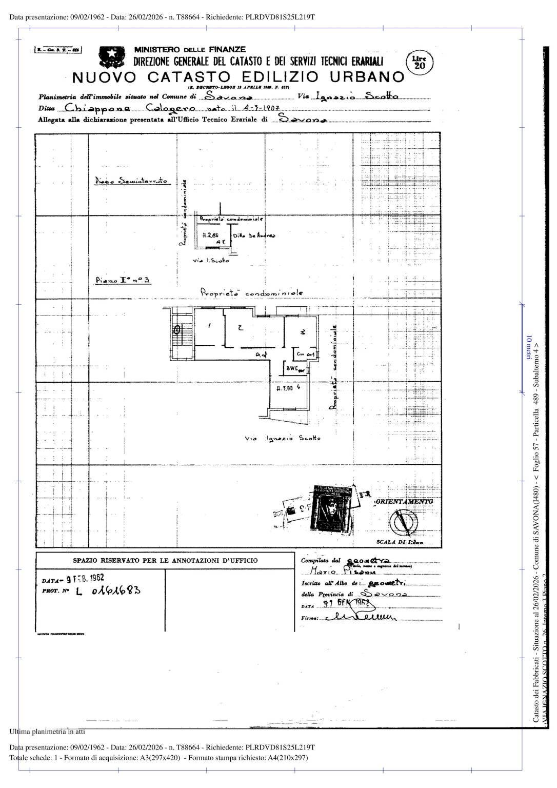 Appartamento via Ignazio Scotto, 26, Savona (zona Villetta) - planimetria 1