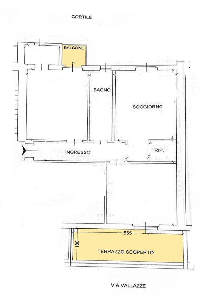 Trilocale Via Valazze, Milano (zona Casoretto) - planimetria 1