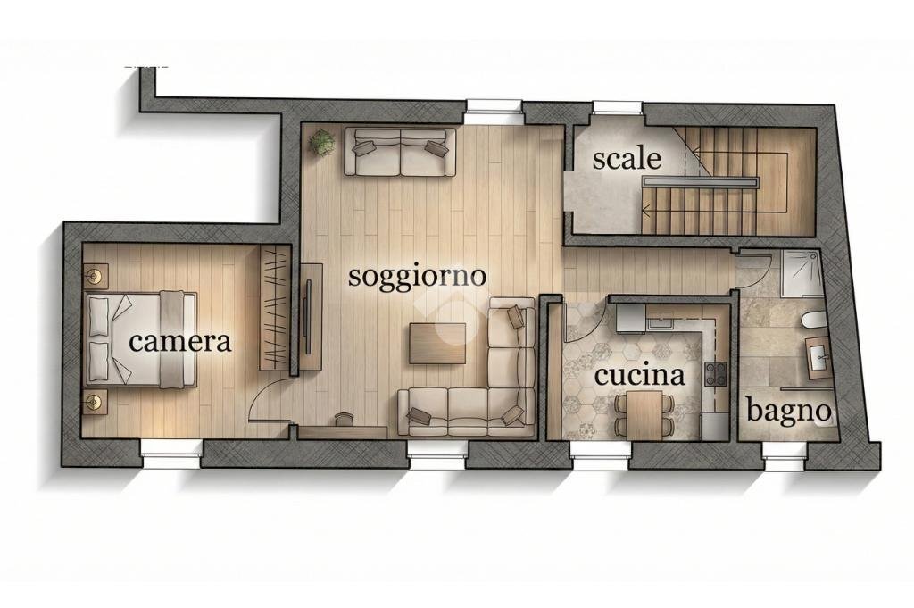 Two-room apartment Via Dottore Magnani, Breme - floor plans 1