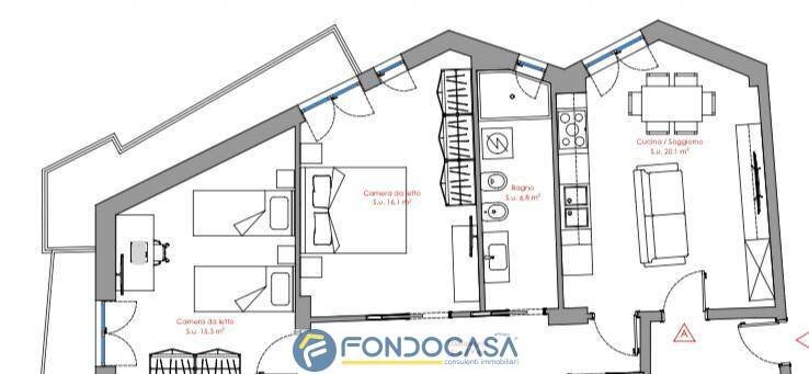 Foto 1 - Trilocale Via Valerio Laspro
 
38, Salerno - planimetria 1