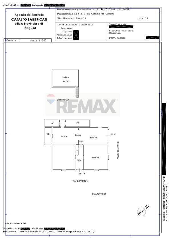 Pianta 2D - Trilocale Comiso - planimetria 1