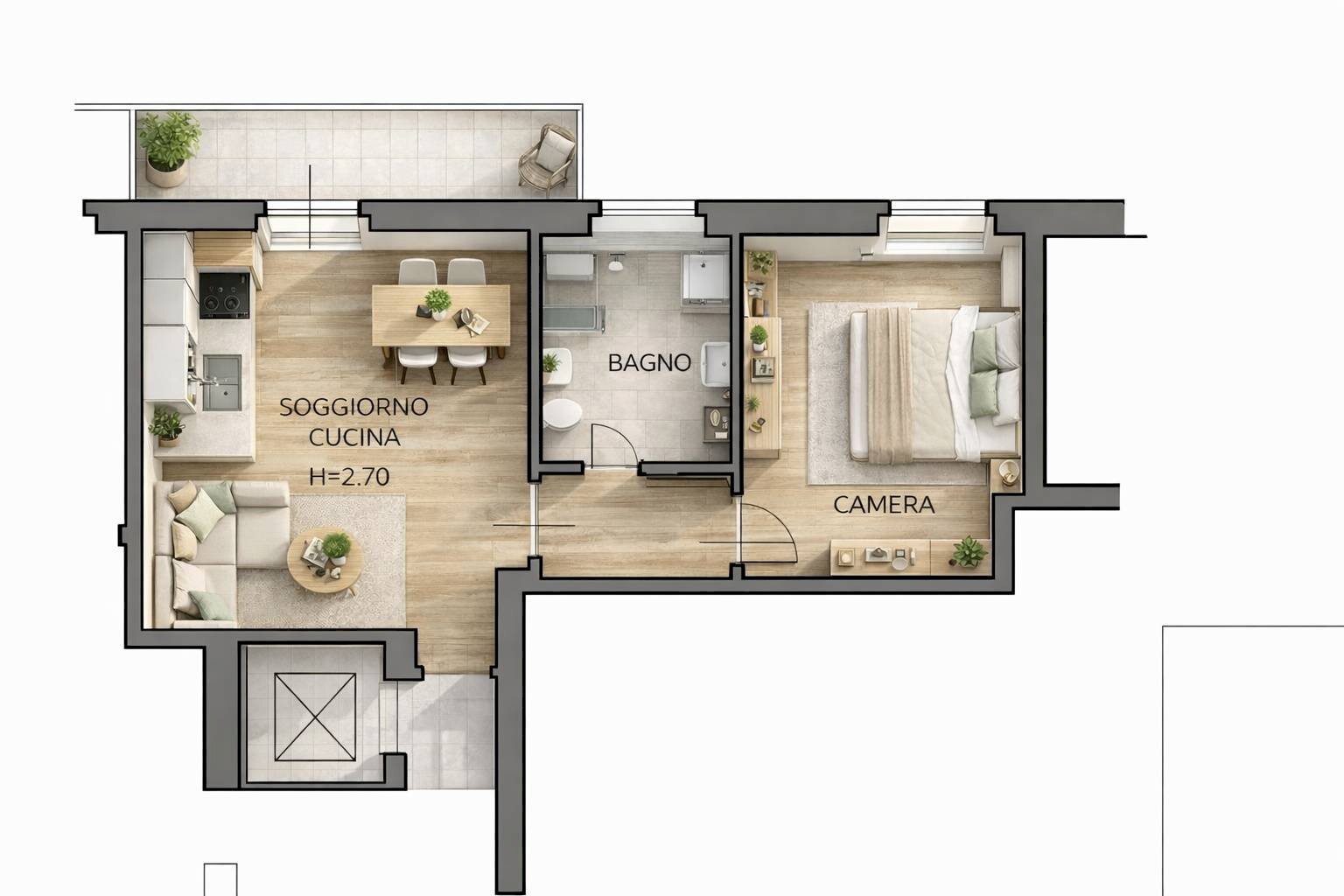 PLANIMETRIA - Bilocale Via Dordo
 
5, Bonate Sopra - planimetria 1
