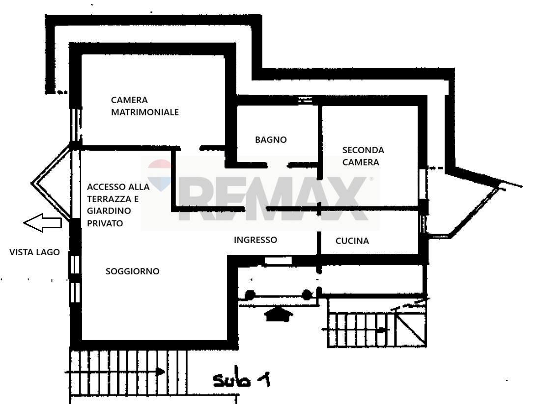 Pianta 2D - Trilocale frazione girola, Blevio - planimetria 1
