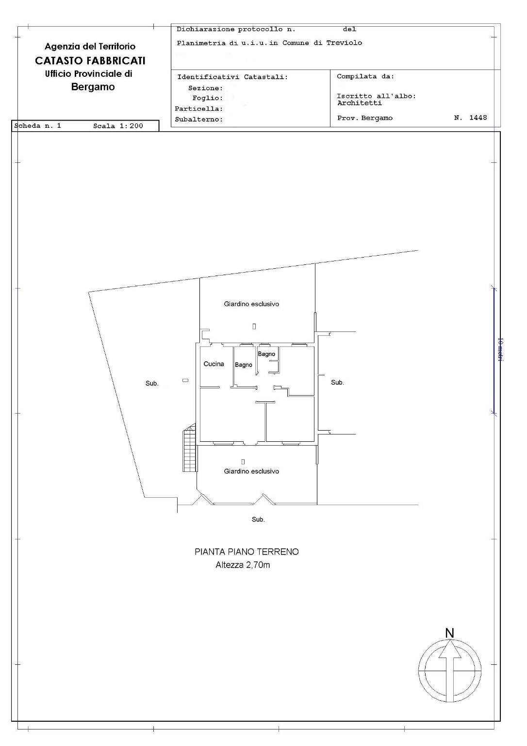 Trilocale via Sandro Pertini, 22, Treviolo - planimetria 1