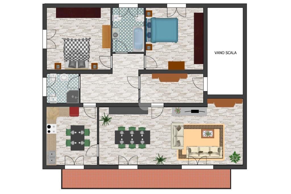 Trilocale via Giacomo Leopardi, Carpi - planimetria 1