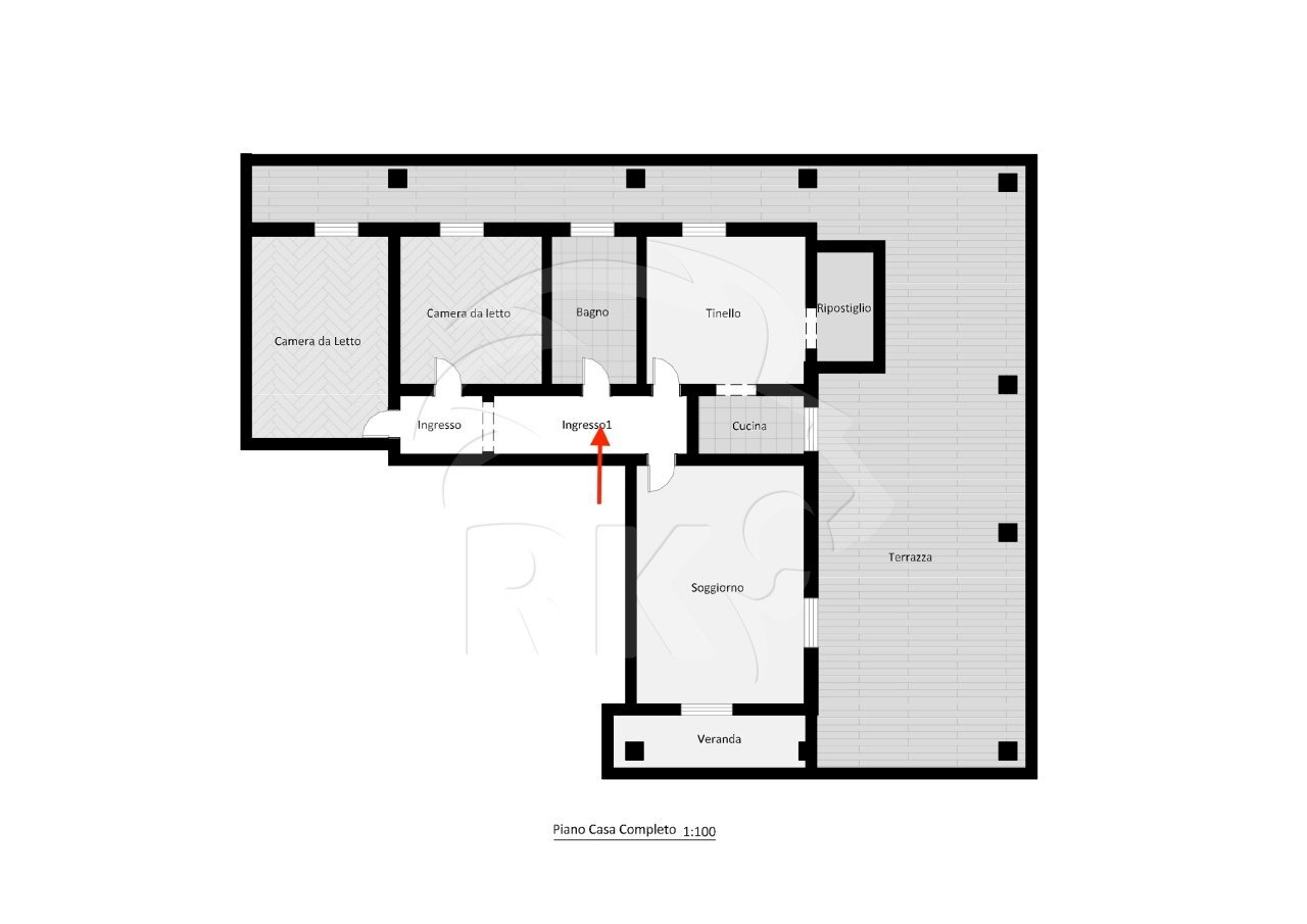 Planimetria - Quadrilocale Via Ferruccio Magnani 4, Bologna (zona Saragozza) - planimetria 1