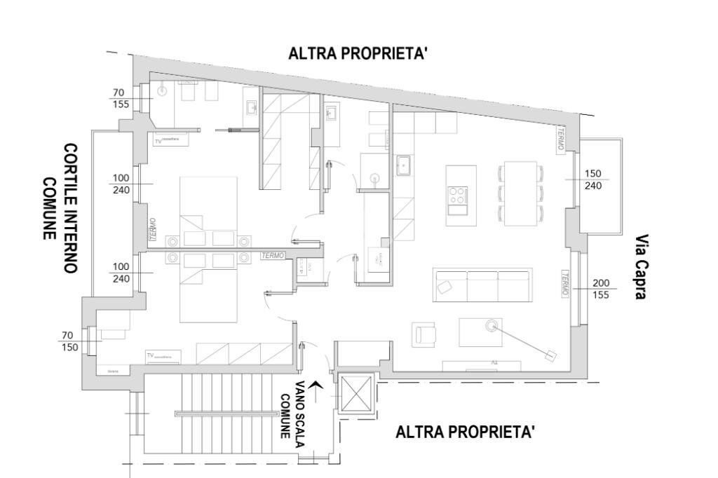 Quadrilocale Ristrutturato Totalmente Via Capra, Rivoli - planimetria 1
