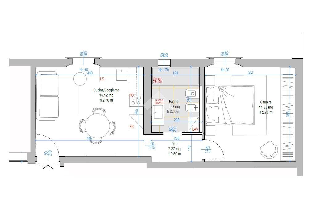Bilocale Via E. Ponente, Bologna (zona Santa Viola) - planimetria 1