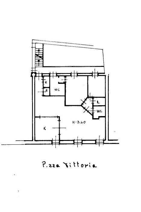 Three-room apartment piazza della Vittoria, Pavia - floor plans 1