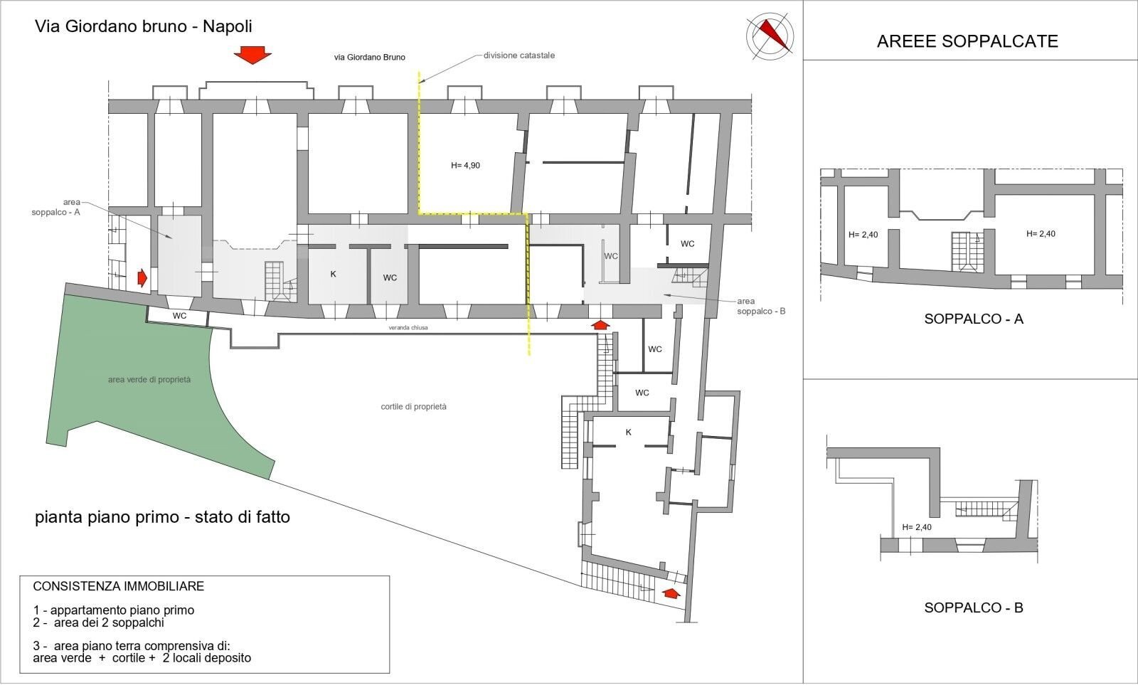 Appartamento via Giordano Bruno, Napoli (zona Chiaia) - planimetria 1