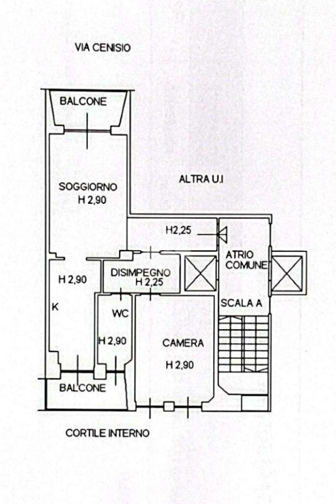 Bilocale Via cenisio, Milano - planimetria 1