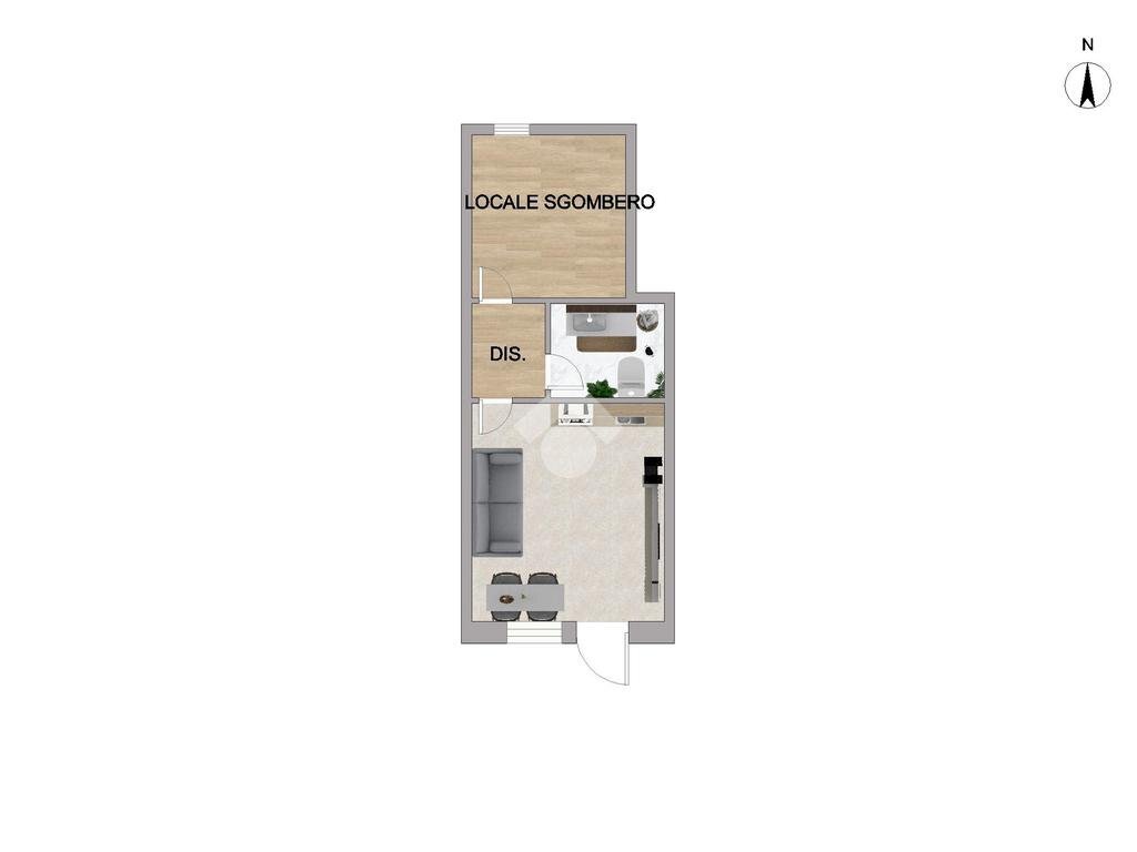 One-room apartment Via Paulucci di Calboli Fulcieri, Milano (neighborhood Niguarda) - floor plans 1