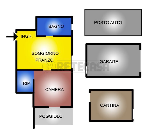 planimetria colore.jpg - Three-room apartment Via Riviera Berica 451, Vicenza - floor plans 1