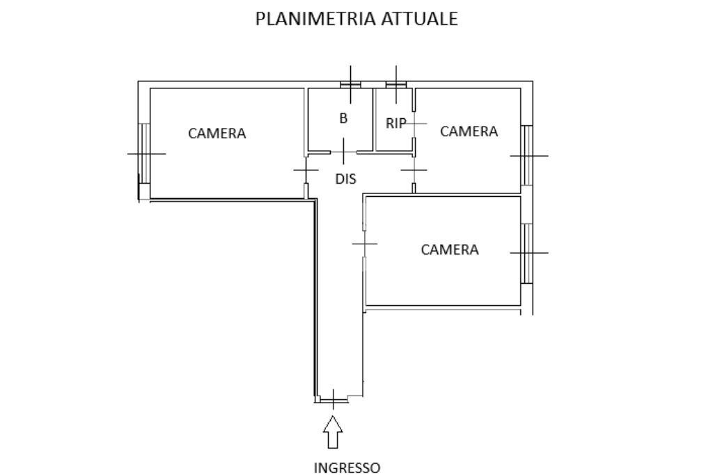 Trilocale Via Privata Ludovico Cavaleri, Milano (zona Bande Nere) - planimetria 1