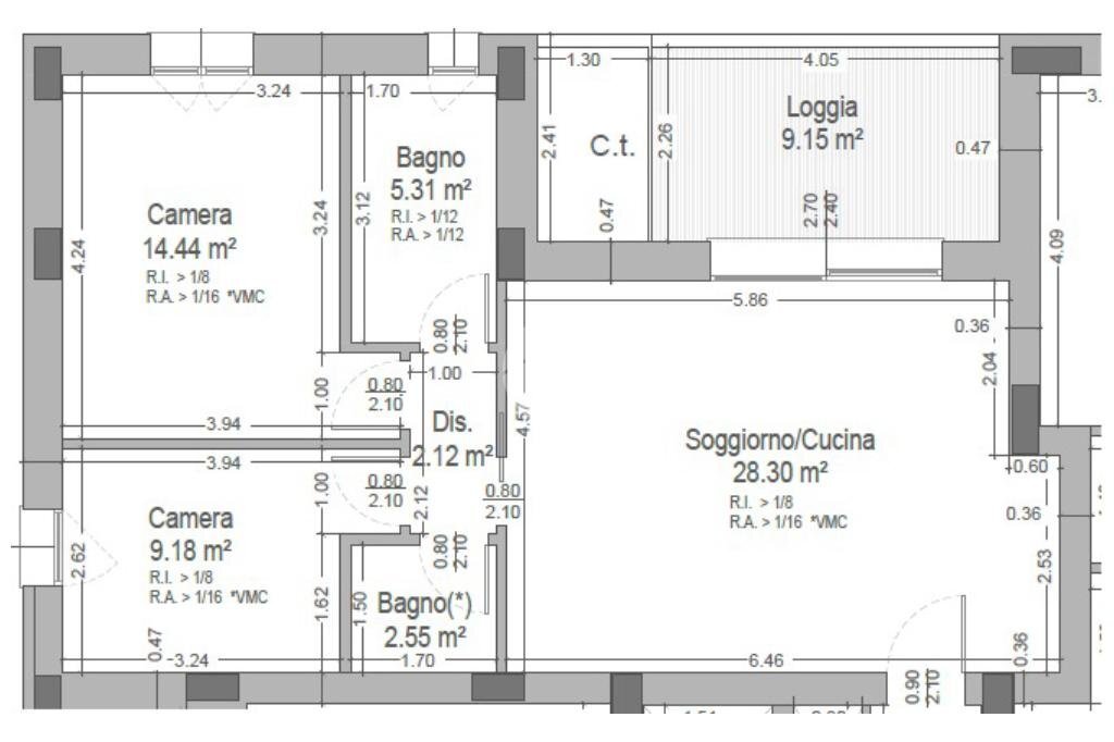 Trilocale Via Turchetta, Rimini - planimetria 1