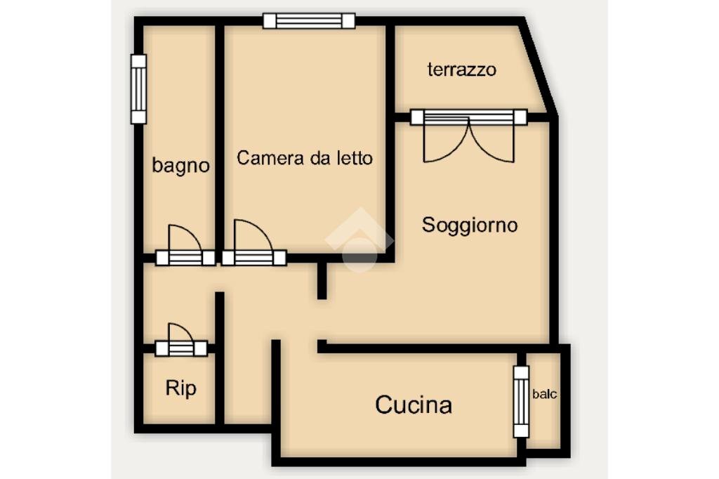 Two-room apartment Via filippo tajani, Milano (neighborhood Città Studi) - floor plans 1