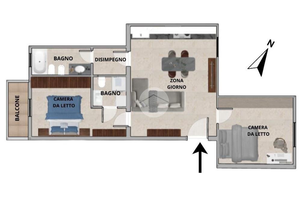 Three-room apartment Via Legnone, Milano (neighborhood Maciachini) - floor plans 1