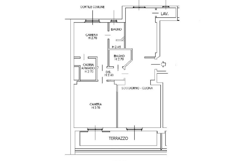 Trilocale via Eugenio Carpi, Milano (zona Casoretto) - planimetria 1