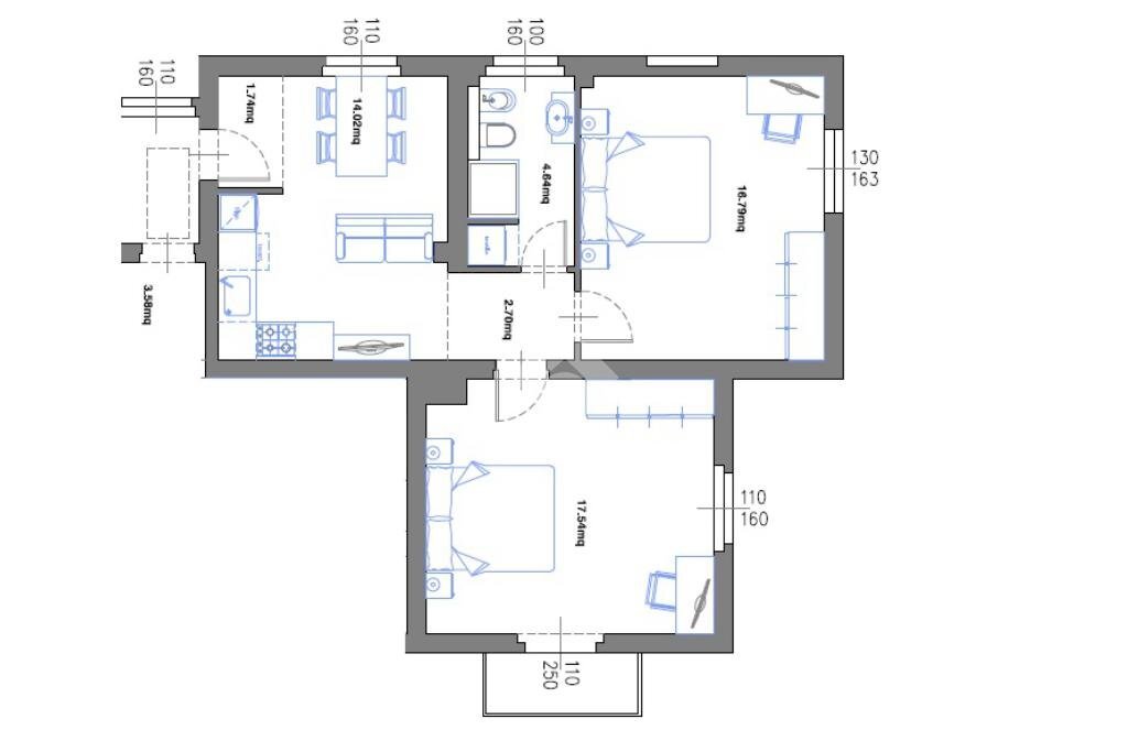 Trilocale Via Edmondo de Amicis, Parma - planimetria 1