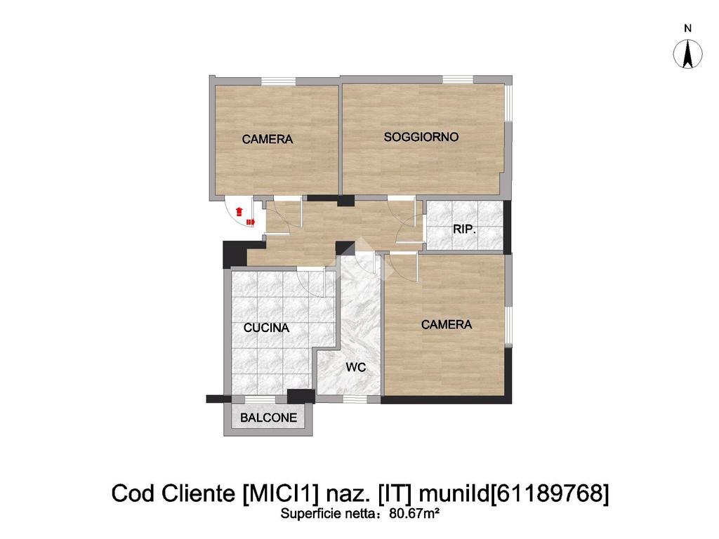 Trilocale Via maffi, Milano (zona Niguarda) - planimetria 1