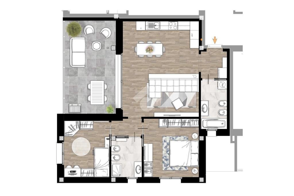 Three-room apartment Via Marche, hamlet Grancia, Lainate - floor plans 1