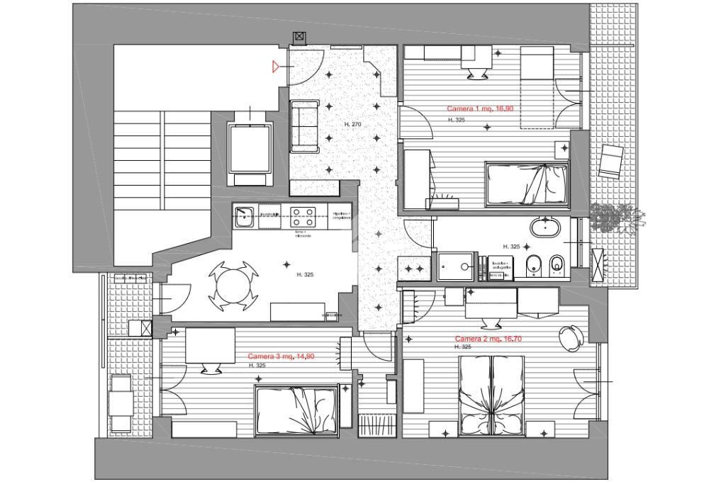 Four-room apartment Via Aurispa, Milano (neighborhood Ticinese) - floor plans 1