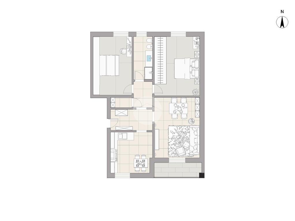 Trilocale Piazza Tirana, Milano (zona Giambellino) - planimetria 1