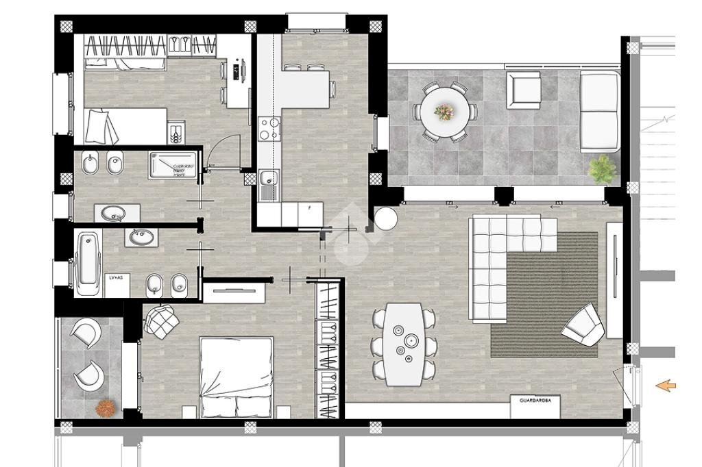 Three-room apartment Via Marche, Lainate - floor plans 1