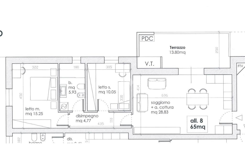 Three-room apartment Via Madre Teresa di Calcutta, Valsamoggia (neighborhood Albareto - Mulini Nuovi) - floor plans 1